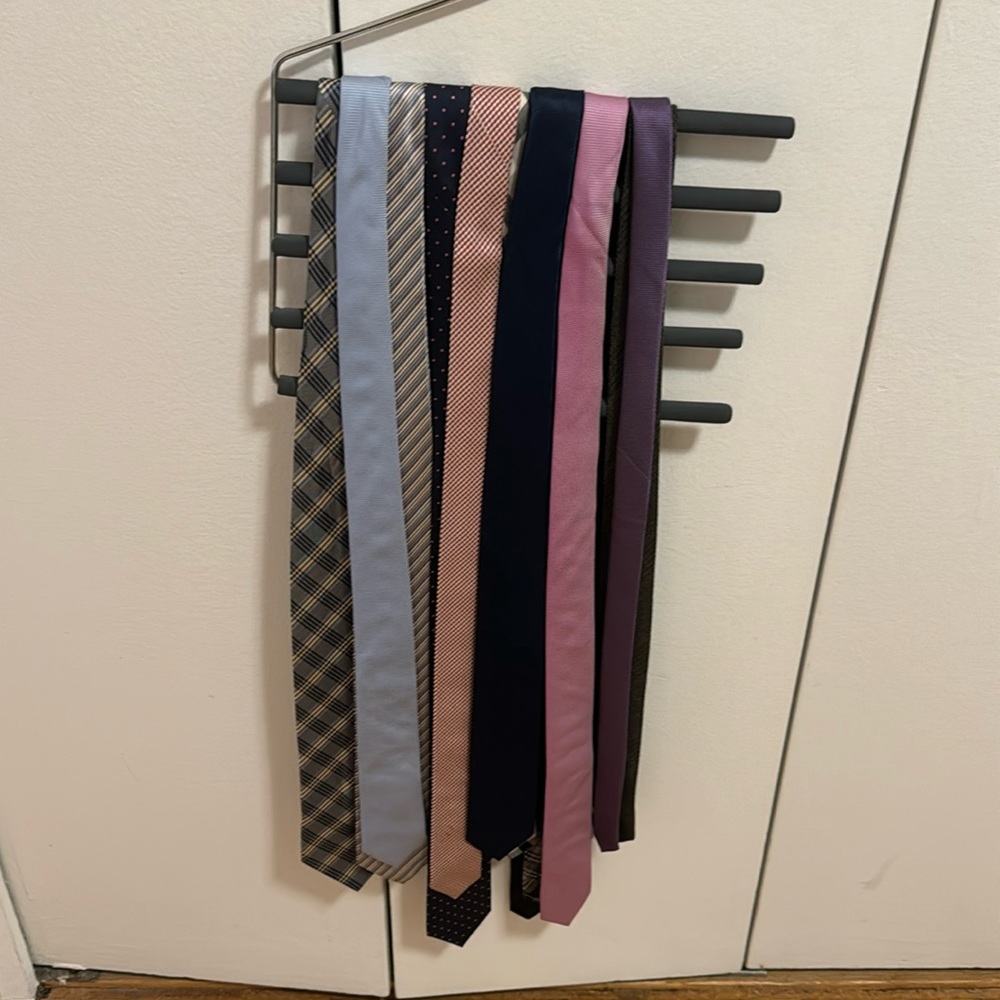 Bundle of various ties - skinny & standard width; patterns & solid colors.